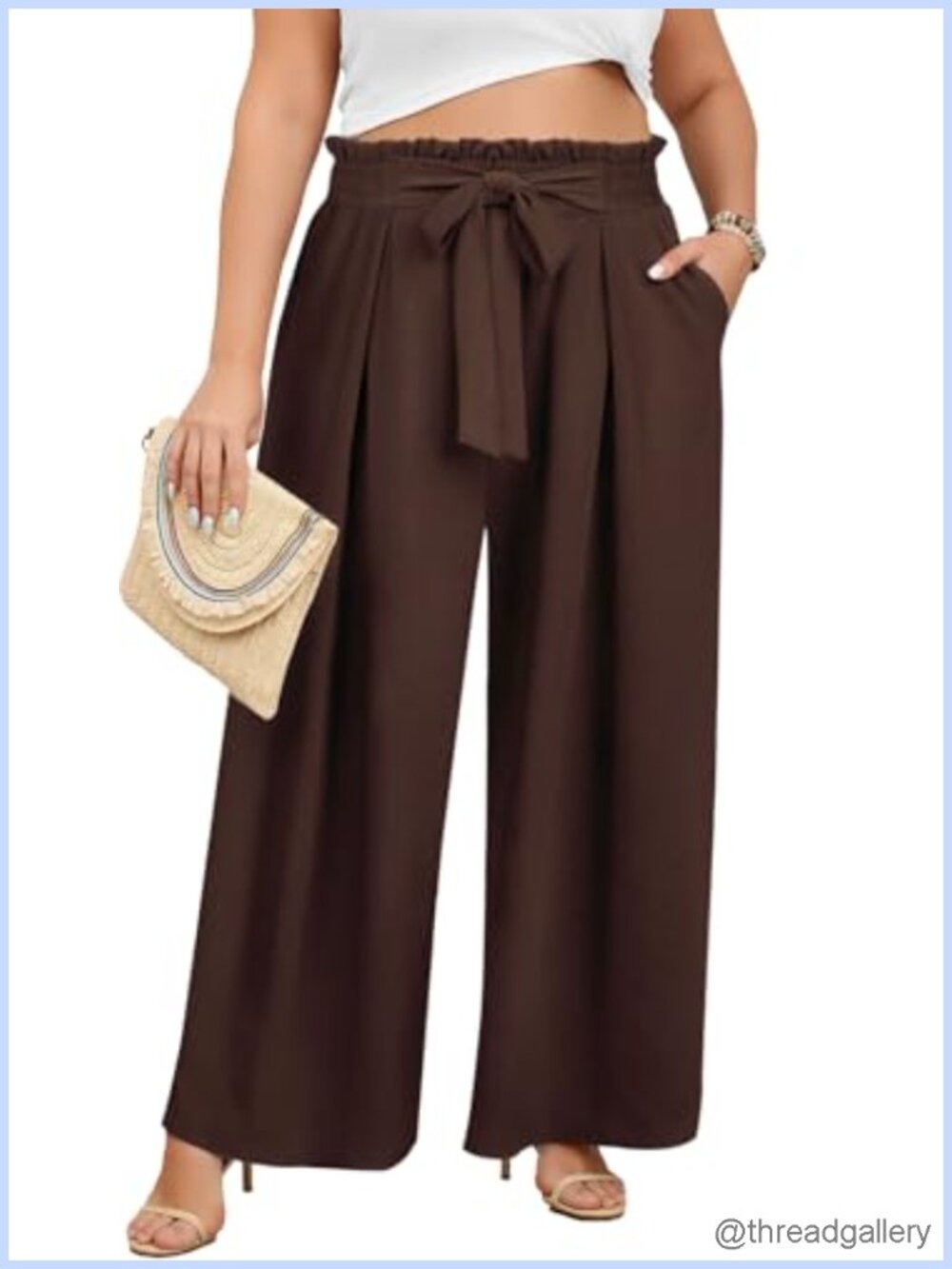 Lastshe Women's Plus Size Wide Leg Palazzo Pants High Waist Trousers with